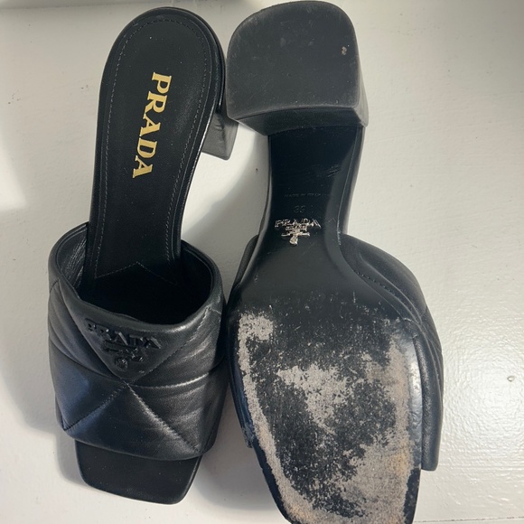 Prada Leather Quilted Black Slides Size 40 - Picture 4 of 4